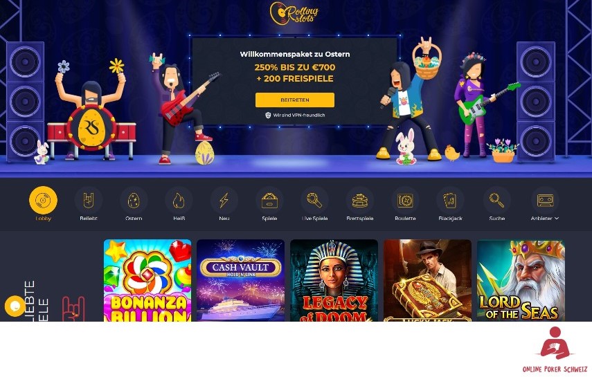 rolling slot game lobby