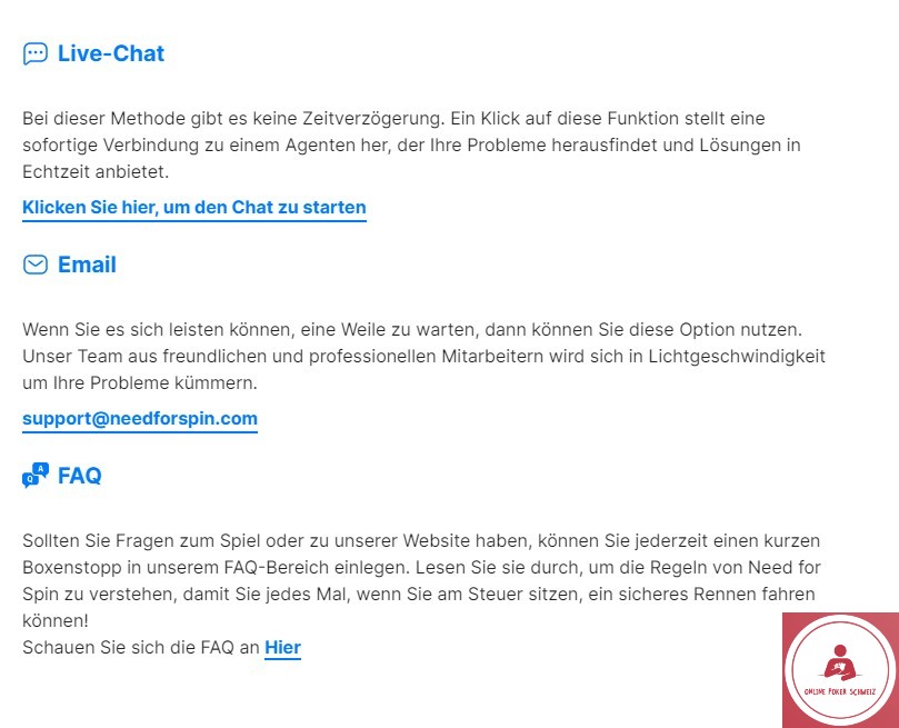 need for spin kundendienst