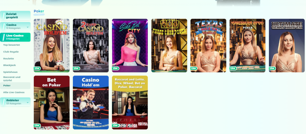 Poker Live Spiele im Neon54