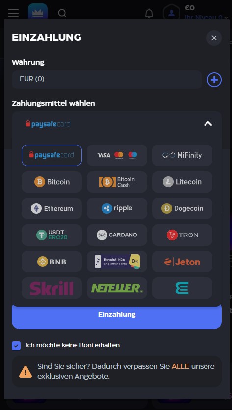 skycrown casino zahlungsoptionen