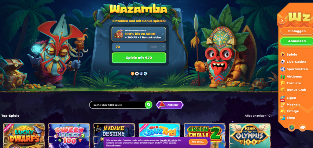 wazamba casino lobby